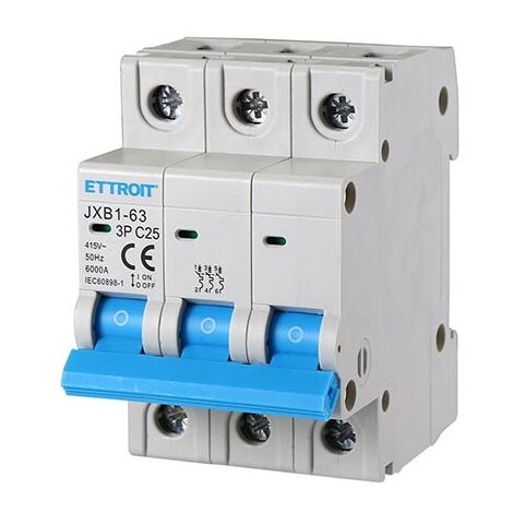 Ettroit JX132560 Disjoncteur automatique 3P 25A 380V 6kA 3 modules DIN (1/3)