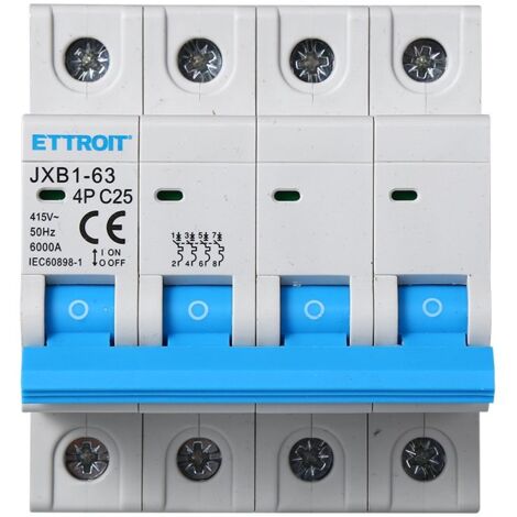 ETTROIT Interrupteur magnéto-thermique automatique 4P 25A 6KA 380V 4 modules DIN JX142560