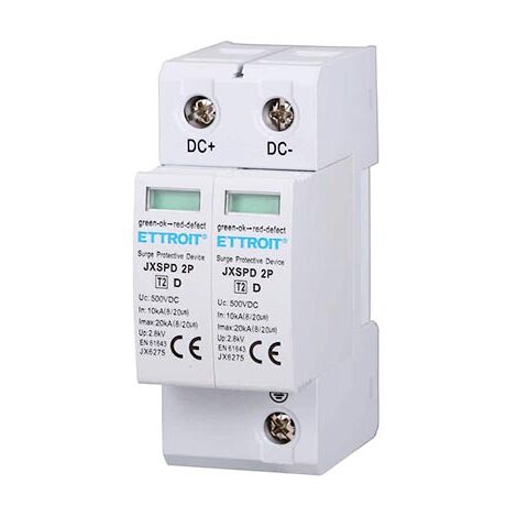 Parafoudre photovoltaïque type 2 DC basse tension 20KA 500V 2 modules DIN Ettroit JX6275