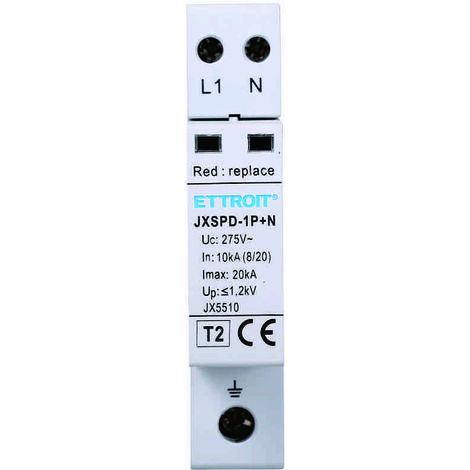 Ettroit – Parafoudre pour tableau électrique 1P+N 275V 10kA-20kA – Occupe 1 module DIN – JX5510