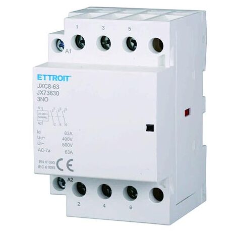 Contacteur modulaire ETTROIT DIN AC 3P 220 V 63 A 3 contacts NO - JX73630 (1/3)