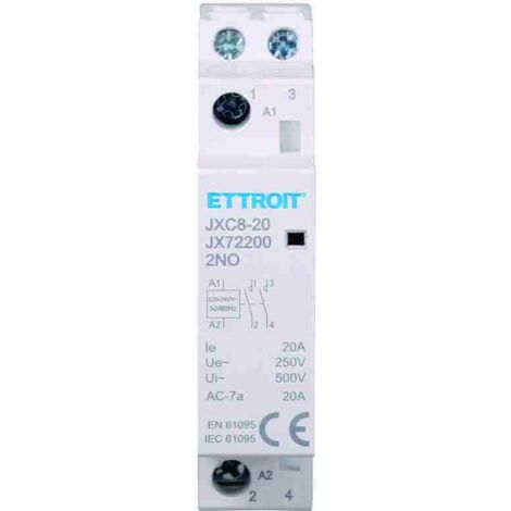 Contacteur modulaire ETTROIT DIN 2P 220 V 20 A 2 contacts NO 2NO - JX72200
