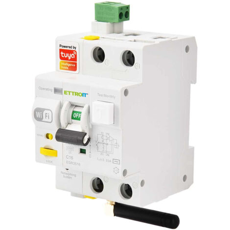 ETTROIT Disjoncteur e-smart Wi-Fi Tuya RCBO 1P+N 16A 6Ka 30mA 230V/400V - ESR3516