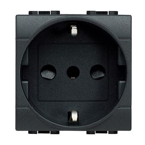 Bticino L4140 living international - Prise standard Schuko allemande/italienne P30 16A 250Vac anthracite