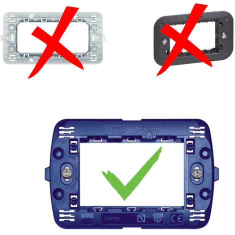 Espace Plaque Carrée, 3 Modules Plastique Bois Clair Compatible BTicino