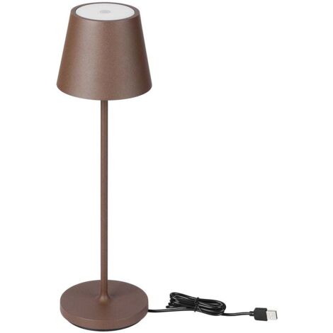 Lampe de table LED V-TAC 1,5W rechargeable en aluminium avec chargeur sans fil et tactile dimmable couleur Corten 3000K IP54- 23446 (1/5)
