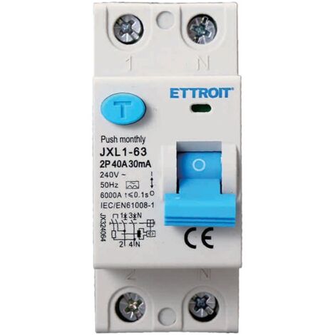 ETTROIT JX324064 Interrupteur différentiel pur 2P 40A 30mA 220V-6KA CLASSE A