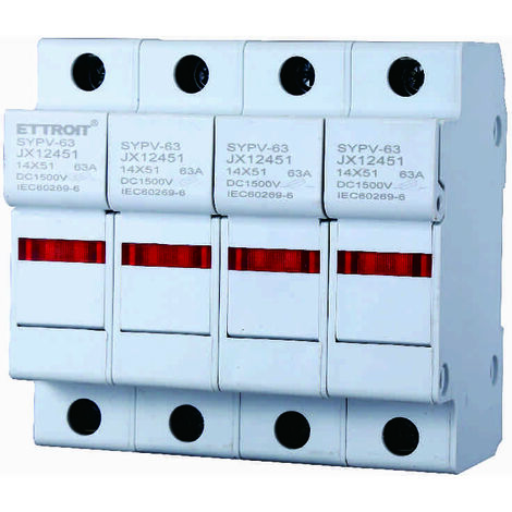 ETTROIT porte-fusible cylindrique Base RT18-63 4P DIN 14 x 51mm DC 1000V JX12451 (1/3)