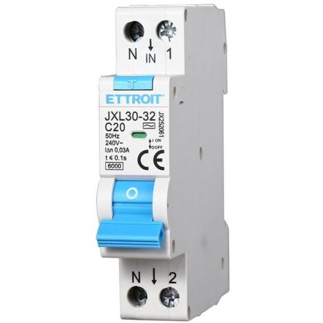ETTROIT JX252061 Disjoncteur différentiel 1P+N 20A 30mA 220V-6KA