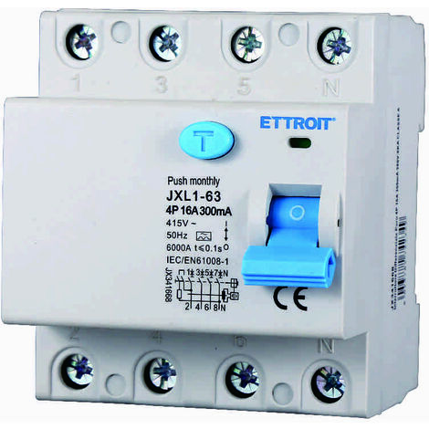 ETTROIT JX341668 Disjoncteur à courant résiduel pur 4P 16A 300mA 380V-6KA CLASSE A (1/3)