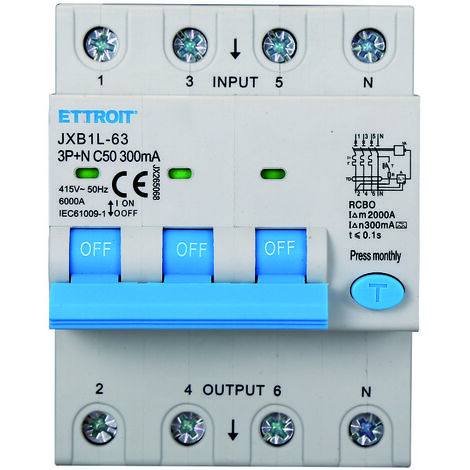 Interrupteur Magnétothermique Différentiel 3P+N 20A 30mA - Protection Circuit 380V Pour Tableau DIN
