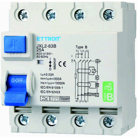 Interrupteur Différentiel 4P 16A 30mA 380V - Protection Circuits, Installation Sur Rail DIN (4 Modules)