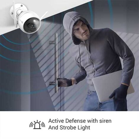 EZVIZ C3X Caméra Bullet Wi-Fi avec vision nocturne couleur, double objectif, alarme active et détection intelligente par IA