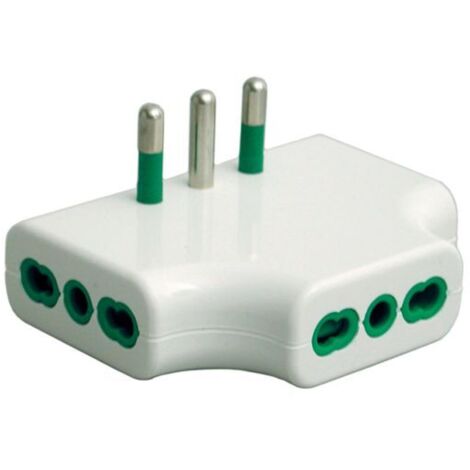 Adaptateur triple plat Fanton fiche 16A et 3 prises doubles Blanc 82220 (1/4)