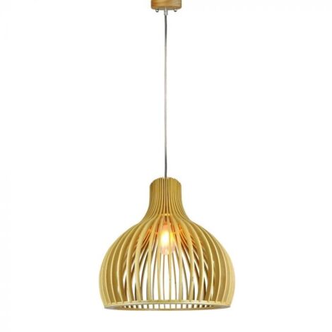 V-TAC VT-4453 Suspension moderne en bois avec abat-jour décoratif chromé E27 Ф450mm - SKU 40551 (1/5)