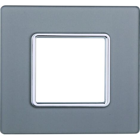 Plaque compatibles Bticino Matix 2 modules verre couleur argent (1/4)