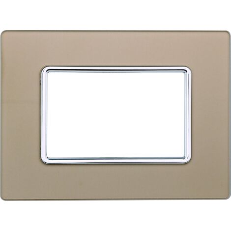 Plaque compatibles Bticino Matix 3 modules verre couleur or (1/4)