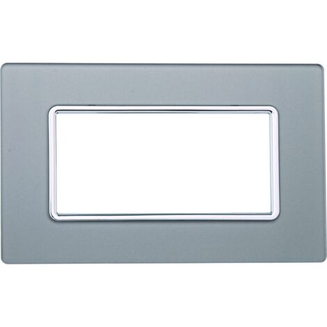 Plaque compatibles Bticino Matix 4 modules verre couleur argent (1/4)