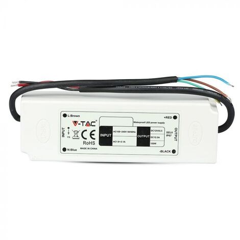 Alimentation LED 150W 12V 12,5A V-TAC étanche IP67 en plastique SLIM VT-22153 - SKU 3248 (1/6)