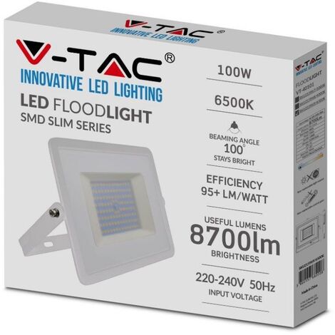 V-Tac – Projecteur LED E-Series 100W blanc froid 6500K – IP65 étanche pour éclairage extérieur – Aluminium haute résistance – 5969 - VT-40101