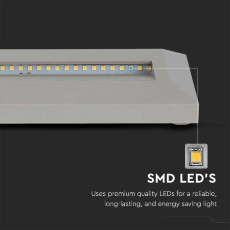 V-TAC VT-1162 Applique LED Montage en Surface Steplight 3W 110LM Rectangulaire Gris IP65 211330 Blanc Naturel 4000K