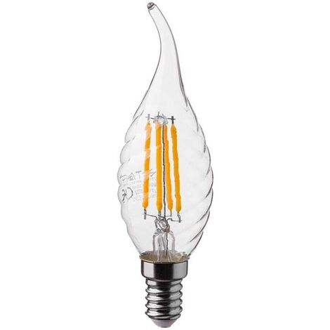 V-Tac VT-1995 Ampoule LED bougie filament torsadé bouffée 4W E14 Blanc  naturel 4000K 214431