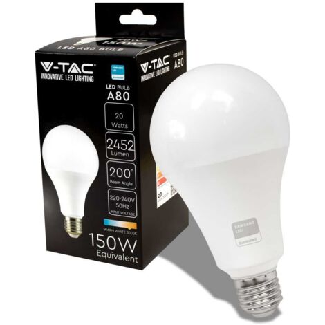 V-TAC PRO VT-233 Ampoule à puce LED Samsung SMD lampe 20W E27 120LM/W A80  blanc chaud 3000K - SKU 21237