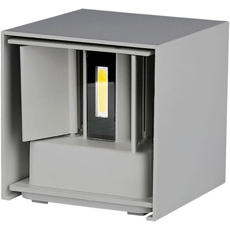 Applique murale LED V-TAC VT-759 5W, carrée, double faisceau, orientable, couleur gris satiné 4000K, IP65, réf. 217089 (1/5)