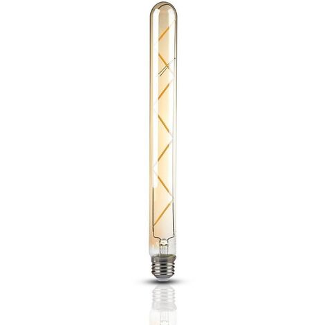 V-Tac – Ampoule LED tubulaire E27 T30 filament vintage ambre 7W 2200K 700lm – Verre ambre – Éclairage rétro pour intérieur (1/6)