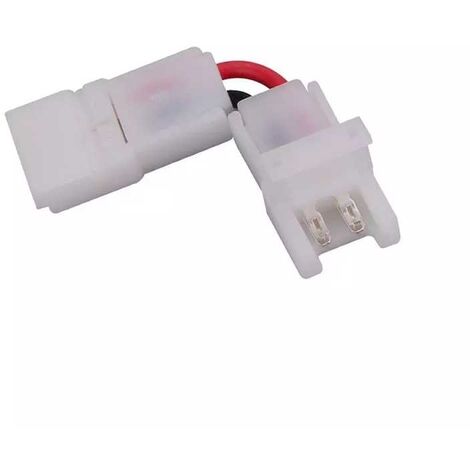 V-TAC 2658 Connecteur angulaire 90° pour bande led 8mm avec clip 2 broches et cosses pour bande led unicolore (1/2)