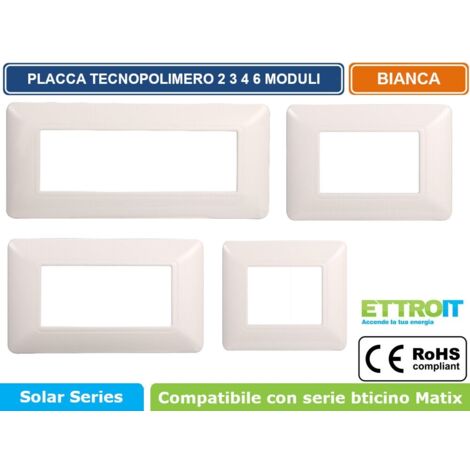 Plaque compatibles Bticino Matix 3 modules plastique couleur blanc