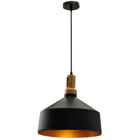 Lustre LED en métal V-TAC avec douille E27 (max. 60 W) en noir mat et base en bois (1/5)