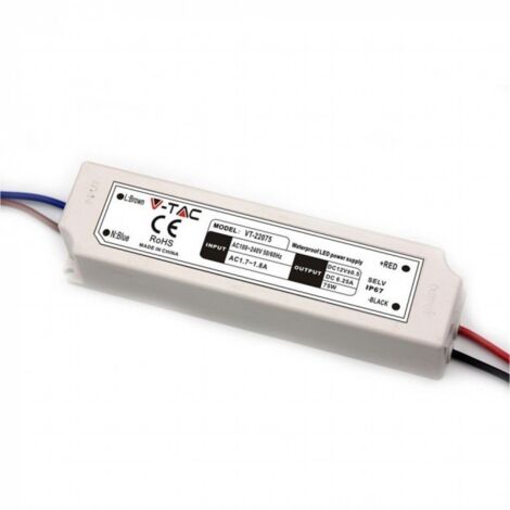 Alimentation LED étanche V-TAC 75W 12V 6,25A IP67 VT22075