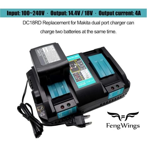 2x Akkus 18V 5,0Ah Ersatzakku für Makita BL1850B mit DC18RD Schnellladegerät für Makita 18Volt Li-ion Akku BL1860B BL1830 BL1840 BL1850 BL1860 BL1815 BL1820 LXT Accu