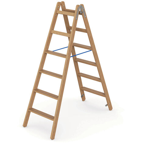 Werner Holz Stufenstehleiter zweiseitig begehbar 2x6 Stufen