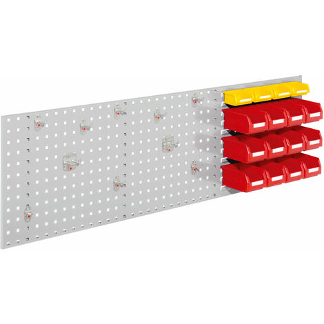 Kappes ®RasterPlan Kombiplattenset 2 1x Lochplatte 1500x450mm 1x Zubehörsortiment 26-teilig Lichtgrau RAL 7035