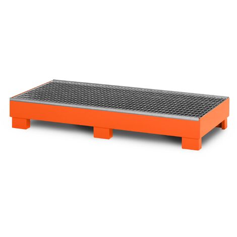 RR Industrietechnik Auffangwanne aus Stahl für 3x 200 Liter Fass mit Gitterrost RAL 2004 reinorange