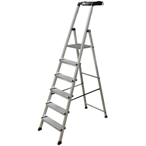 Krause Secury Alu Stehleiter 4 - 6 Stufen Stufenleiter Multi-Grip System Leiter