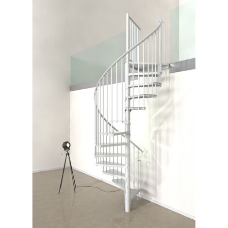 Wendeltreppe 12 Stufen - erreichbare Höhe 2.28 bis 2.82m - Durchmesser 120cm - Weiß - RONDO120-BB-12