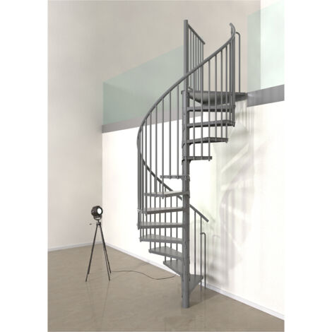 Wendeltreppe 12 Stufen - erreichbare Höhe 2.28 bis 2.82m - Durchmesser 160cm - Grau - RONDO160-GG-12