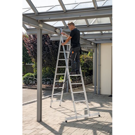 Günzburger Steigtechnik Mehrzweckleiter 2tlg. mit nivello-Traverse 2 x 10 Sprossen - 031220