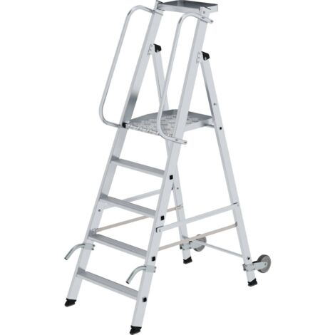 MUNK Aluminium-Stehleiter mit Rollen und Griff 5 Stufen (1/4)