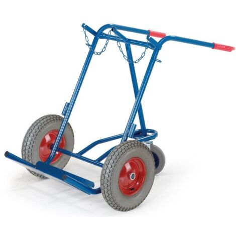 Rollcart Stahlflaschenkarre mit Stützrad 200kg Traglast für 2 Flaschen a 40-50 Liter Vollgummi