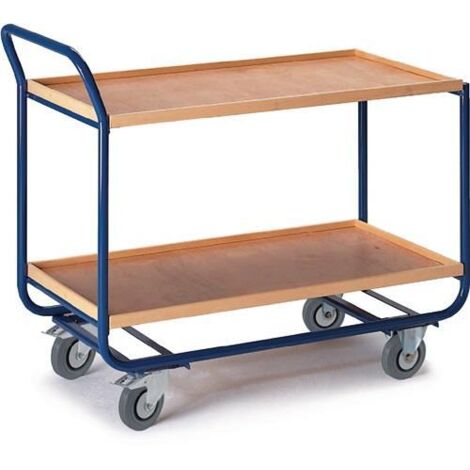 Rollcart Tischwagen mit 2 Etagen 775x475mm Buchedekor 20mm Rand (1/2)