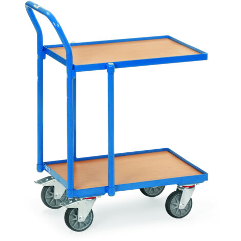 Fetra Etagen-Roller mit 2 Böden aus Holz, mit 15 mm Rand, Rohrschiebebügel, 970 mm hoch (1/2)