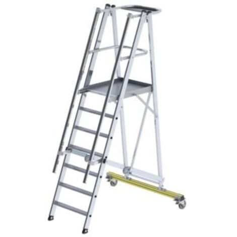 Günzburger Steigtechnik Plattformleiter klappbar und fahrbar 7 Stufen Querrohr B= 1,35 m - 052307
