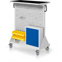 Kappes RasterMobil® mobiler Arbeitsplatzschrank Größe 3 1270x1000x500mm 31-teilig mit Auflageboden inkl. Riffelgummimatte und Einhängeschrank lichtgrau