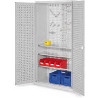 Kappes ®RasterPlan Werkzeugschrank 1950x1000m Modell 6 Tiefe 500mm Lochplattentüren lichtgrau