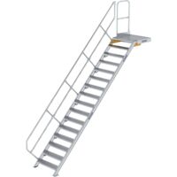 Günzburger Steigtechnik Treppe mit Plattform 45° Stufenbreite 800 mm 16 Stufen Aluminium geriffelt - 600456