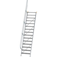 Günzburger Steigtechnik Treppe 60° Stufenbreite 800 mm 15 Stufen Aluminium geriffelt - 600235